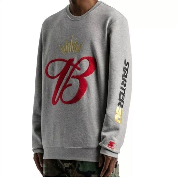 BUDWEISER X STARTER CROWN FLEECE Men’s L SWEATSHIRT LOGO Embroidered Oversized - Picture 1 of 12